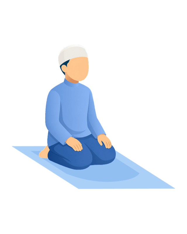 Sitting between the two prostrations, men