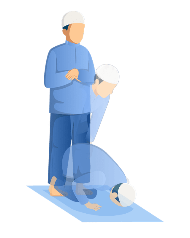 Standing for the next rakah, men